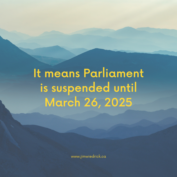 Understanding Trudeau's Prorogation & the Leadership Vacuum: It means parliament is suspended until march 26, 2025.